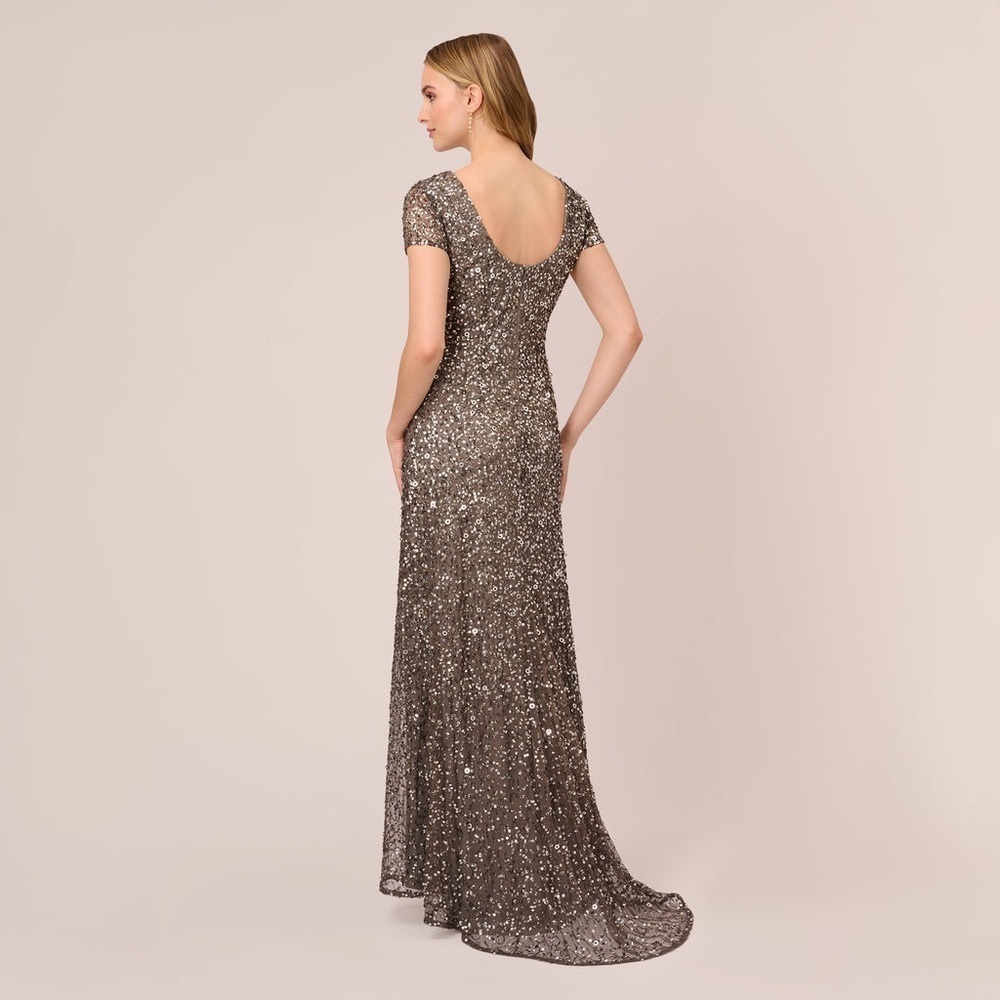 Silver Sequin Adrianna Papell Dress Women’s size 6 Wedding/Bridesmaid/Formal - Picture 2 of 8